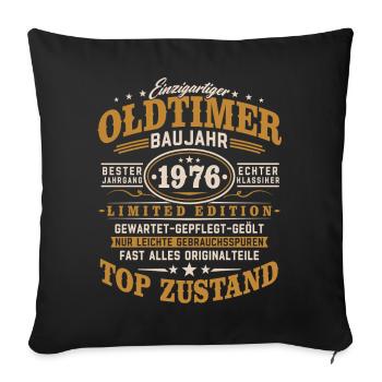 Oldtimer 1976 Baujahr 50. Geburtstag Geschenk - Sofakissenbezug 45 x 45 cm - Schwarz - Vorne