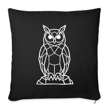 Geometric Owl Line -white - Sofa pillowcase 17,3'' x 17,3'' (45 x 45 cm) - black - Front