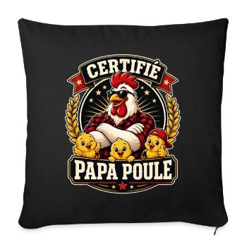 Papa Poule Certifié - Housse de coussin décorative 45 x 45 cm - noir - Devant