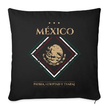 Mexique vintage- Liberté - Housse de coussin décorative 45 x 45 cm - noir - Devant