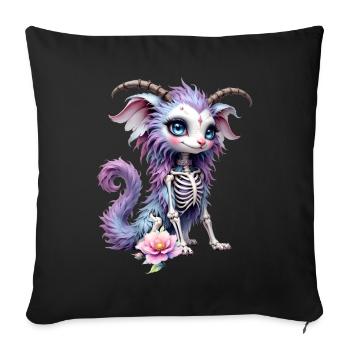 Créature pastel avec des os floraux - Housse de coussin décorative 45 x 45 cm - noir - Devant