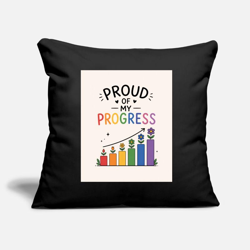 Fier de mes progrès Housse de coussin décorative 45 x 45 cm