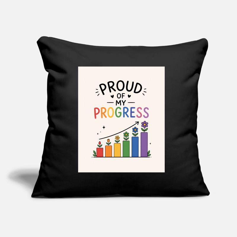 Fier de mes progrès Housse de coussin décorative 45 x 45 cm