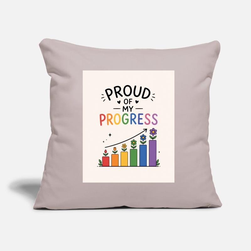 Fier de mes progrès Housse de coussin décorative 45 x 45 cm