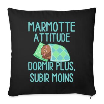 Marmotte Attitude Dormir Plus - Housse de coussin décorative 45 x 45 cm - noir - Devant
