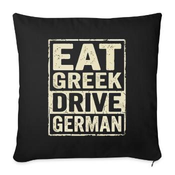 Eat Greek Drive anglais - Housse de coussin décorative 45 x 45 cm - noir - Devant