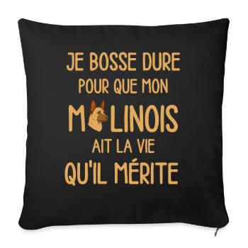 Malinois Travailleur Vie Méritée - Housse de coussin décorative 45 x 45 cm - noir - Devant