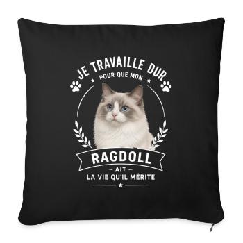 Humour chat de race Ragdoll  - Housse de coussin décorative 45 x 45 cm - noir - Devant