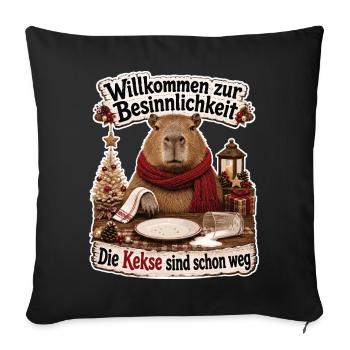 Willkommen zur Besinnlichkeit, Die Kekse sind weg - Sofakissenbezug 45 x 45 cm - Schwarz - Vorne