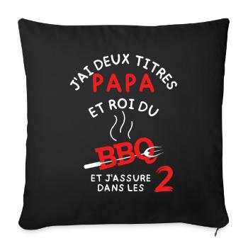Papa et Moi BBQ 2: J'assure au Grill - Housse de coussin décorative 45 x 45 cm - noir - Devant