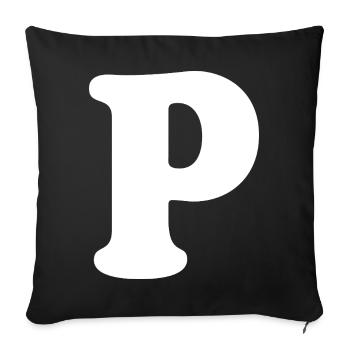 Large P Style Print | Letter P | P Logo - Sofa pillowcase 17,3'' x 17,3'' (45 x 45 cm) - black - Front
