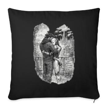 The Future Is Human and Machine – AI & Robot Futur - Sofa pillowcase 17,3'' x 17,3'' (45 x 45 cm) - black - Front