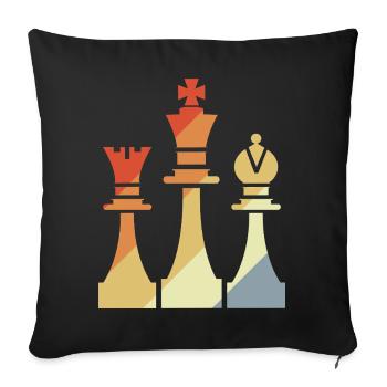 Vintage Chess Pieces Sketch - Sofa pillowcase 17,3'' x 17,3'' (45 x 45 cm) - black - Front