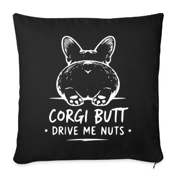 Corgi Butt Drives Me Crazy - Sofa pillowcase 17,3'' x 17,3'' (45 x 45 cm) - black - Front