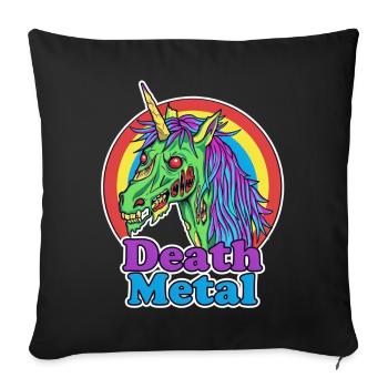 Death Metal – Zombie Einhorn Cartoon - Sofakissenbezug 45 x 45 cm - Schwarz - Vorne