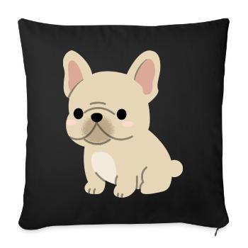 Charmante Illustration des französischen Bulldoggens - Sofakissenbezug 45 x 45 cm - Schwarz - Vorne
