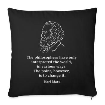 Karl Marx Quote Portrait - Sofa pillowcase 17,3'' x 17,3'' (45 x 45 cm) - black - Front