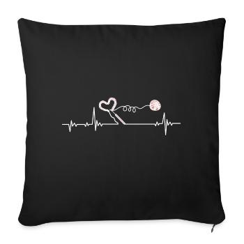 Battement de coeur au crochet - Housse de coussin décorative 45 x 45 cm - noir - Devant