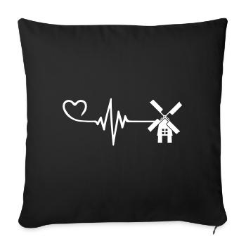 Moulin à vent Pulse Heart Love - Housse de coussin décorative 45 x 45 cm - noir - Devant