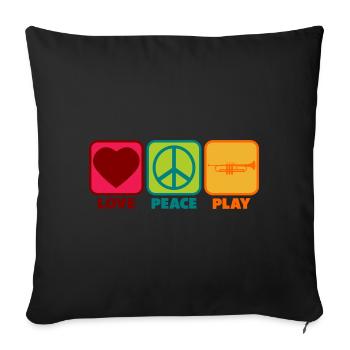 Trombone Player Mama Girl with Saying Sayings Peace - Sofa pillowcase 17,3'' x 17,3'' (45 x 45 cm) - black - Front