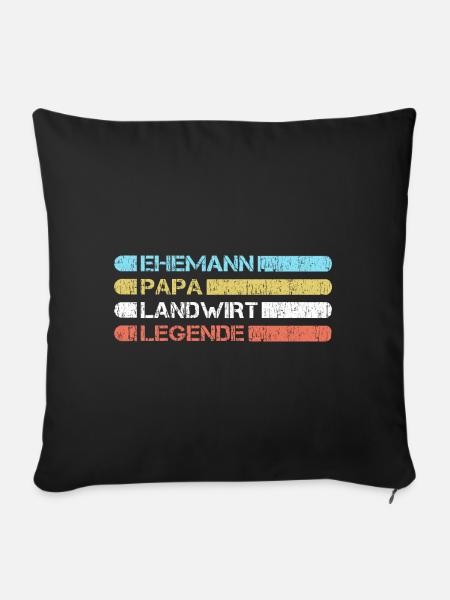 Papa der Landwirt T Shirt - Sofakissenbezug 45 x 45 cm - Schwarz