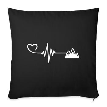 Heartbeat Mountains Mountains Love - Sofa pillowcase 17,3'' x 17,3'' (45 x 45 cm) - black - Front