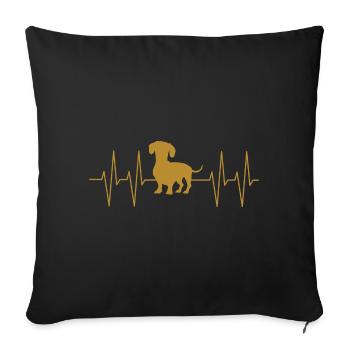 Dachshund Dachshund with heart line my dachshund - Sofa pillowcase 17,3'' x 17,3'' (45 x 45 cm) - black - Front