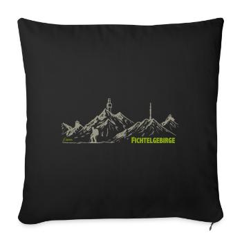 Dessin Fichtelgebirge avec randonneur - Housse de coussin décorative 45 x 45 cm - noir - Devant