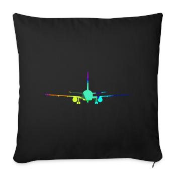 Kommerzielles Flugzeug Regenbogen Flugzeuge - Sofakissenbezug 45 x 45 cm - Schwarz - Vorne