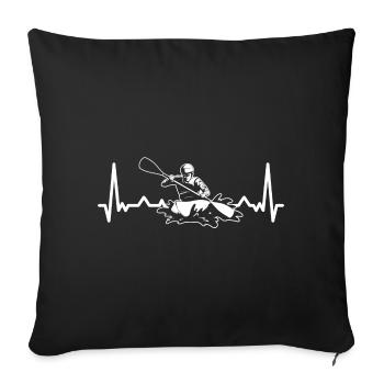 Heartbeat rafting en bateau promenade montagnes eau vive - Housse de coussin décorative 45 x 45 cm - noir - Devant