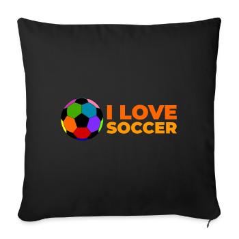 I love soccer - Sofa pillowcase 17,3'' x 17,3'' (45 x 45 cm) - black - Front