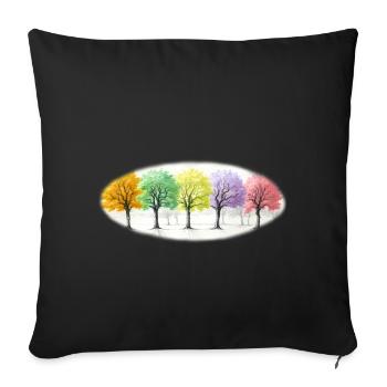 Bunt Bäume Baum Wald - Sofakissenbezug 45 x 45 cm - Schwarz - Vorne