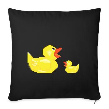 Duck mother with child chicks young gift duck - Sofa pillowcase 17,3'' x 17,3'' (45 x 45 cm) - black - Front