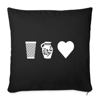 Herz Äppelwoi Apfelwein Hessen Hessisch Babbel - Sofakissenbezug 45 x 45 cm - Schwarz - Vorne