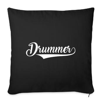 Batteries rétro Vintage de batteur - Housse de coussin décorative 45 x 45 cm - noir - Devant