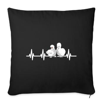 Seidenhuhn Herzschlag EKG Silkie Hühner Geschenk - Sofakissenbezug 45 x 45 cm - Schwarz - Vorne