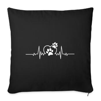 Heartbeat Dogs Paws Frequency Dog Love Shirt - Sofa pillowcase 17,3'' x 17,3'' (45 x 45 cm) - black - Front