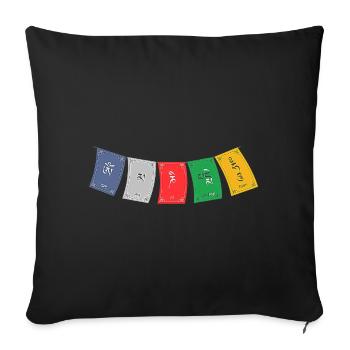OM MA NI PADME HUM - Drapeaux de prière 5 - Housse de coussin décorative 45 x 45 cm - noir - Devant