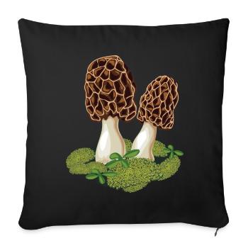 Morel le champignon préféré des cueilleurs de champignons - Housse de coussin décorative 45 x 45 cm - noir - Devant
