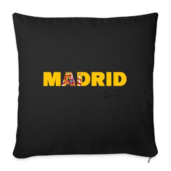 Lettrage de Madrid aux couleurs du drapeau espagnol - Housse de coussin décorative 45 x 45 cm - noir - Devant