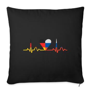 Herzschlag Deutsch Russe Herz Russisch Outfit für - Sofakissenbezug 45 x 45 cm - Schwarz - Vorne