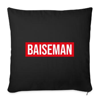 baiseman gros baiseur baise sex drôle beauf - Housse de coussin décorative 45 x 45 cm - noir - Devant