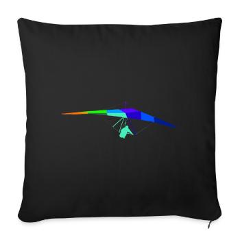 Paraglider Flying Rainbow Colors Polygon Sport - Sofa pillowcase 17,3'' x 17,3'' (45 x 45 cm) - black - Front