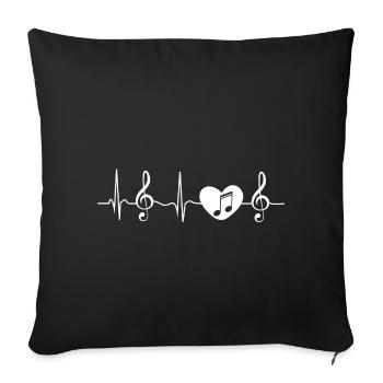 La musique est la vie musicien j’aime la musique cadeau - Housse de coussin décorative 45 x 45 cm - noir - Devant