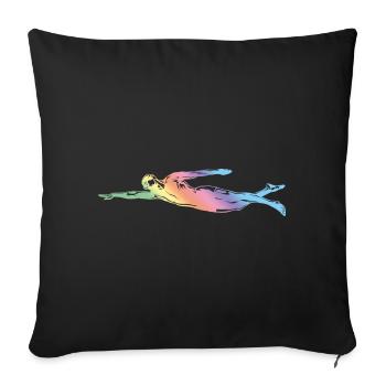 Swimming Silhouette - Sofa pillowcase 17,3'' x 17,3'' (45 x 45 cm) - black - Front