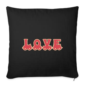 LIEBE LOVE TRAIN ZUG - Sofa pillowcase 17,3'' x 17,3'' (45 x 45 cm) - black - Front