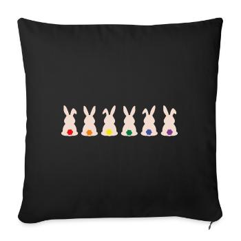 Regenbogen-Häschen - Sofakissenbezug 45 x 45 cm - Schwarz - Vorne