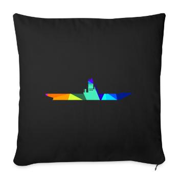 Porte-avions Rainbow Polygon Ships - Housse de coussin décorative 45 x 45 cm - noir - Devant