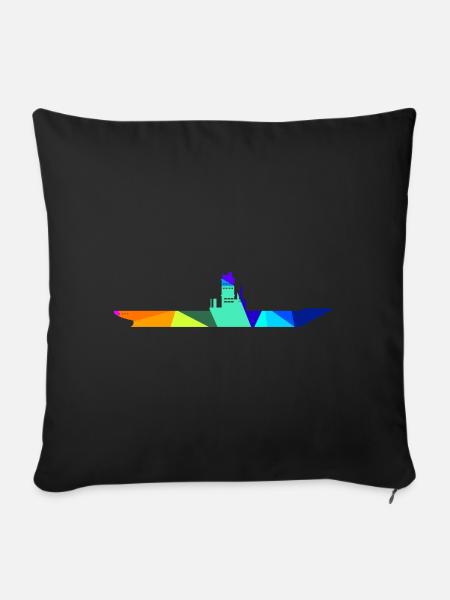 Flugzeugträger Regenbogen Polygon Schiffe - Sofakissenbezug 45 x 45 cm - Schwarz