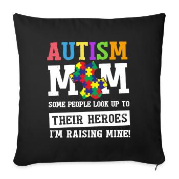 Chemise maman autisme - Housse de coussin décorative 45 x 45 cm - noir - Devant